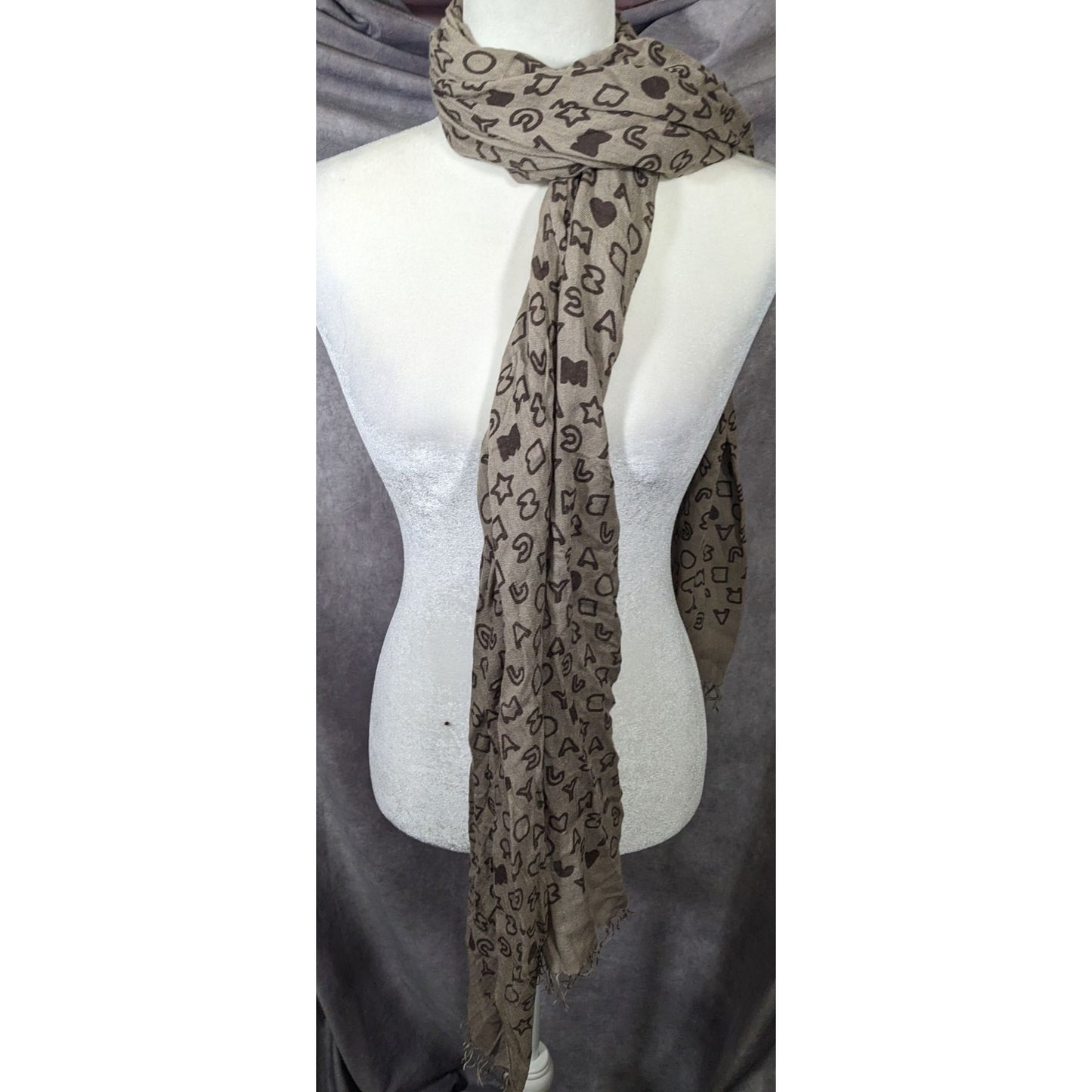 Marc By Marc Jacobs Grey And Black Allover Letter Print Scarf