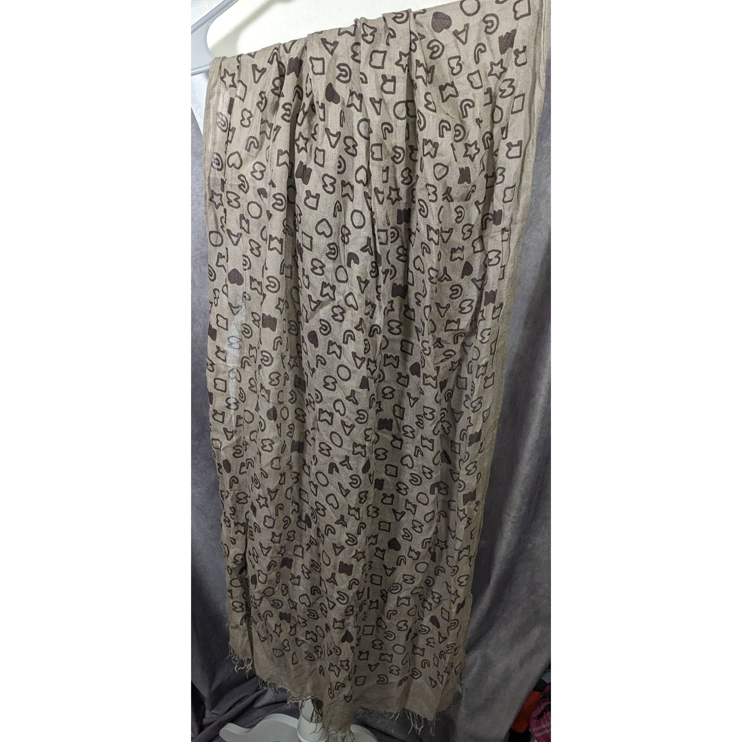 Marc By Marc Jacobs Grey And Black Allover Letter Print Scarf