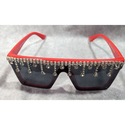 OG Party Rock Rhinestone Drop Red Square Sunglasses