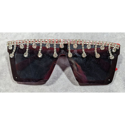 OG Party Rock Rhinestone Drop Red Square Sunglasses