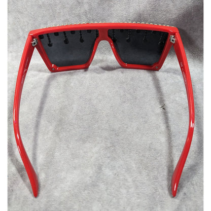 OG Party Rock Rhinestone Drop Red Square Sunglasses