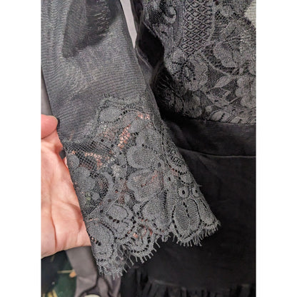 HAH Gothic Floral Lace Open Back Dress With Bow Accent Size Medium