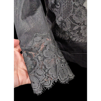 HAH Gothic Floral Lace Open Back Dress With Bow Accent Size Medium