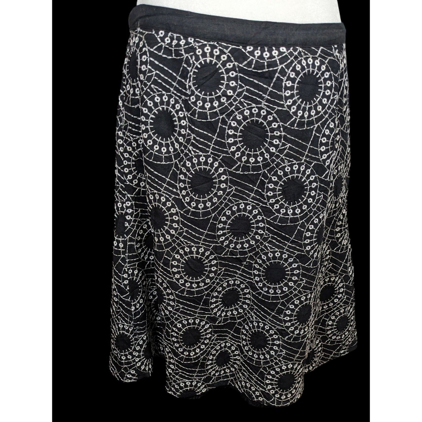Edward Bohemian Black And White Embroidered Skirt