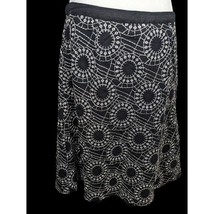 Edward Bohemian Black And White Embroidered Skirt