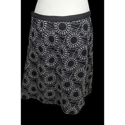 Edward Bohemian Black And White Embroidered Skirt