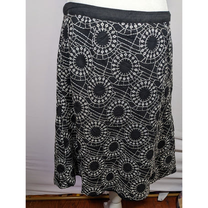 Edward Bohemian Black And White Embroidered Skirt