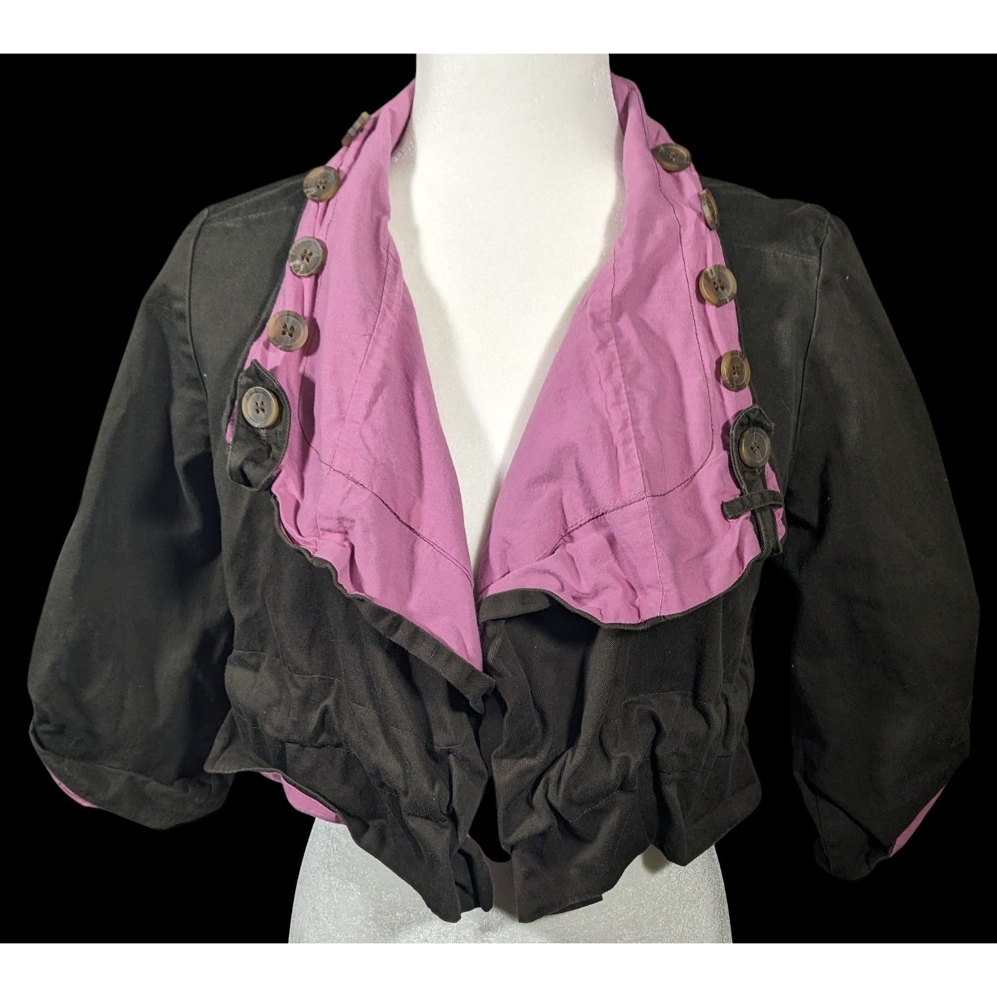 Vintage Kaleidoscope Cropped Pink And Grey Button Jacket Size Medium