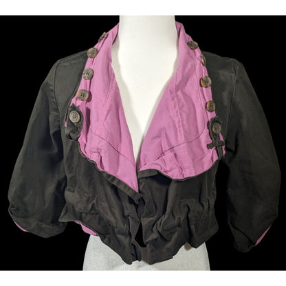 Vintage Kaleidoscope Cropped Pink And Grey Button Jacket Size Medium