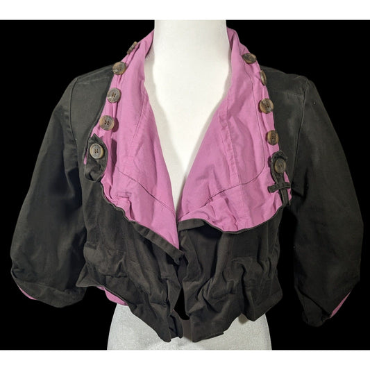 Vintage Kaleidoscope Cropped Pink And Grey Button Jacket Size Medium