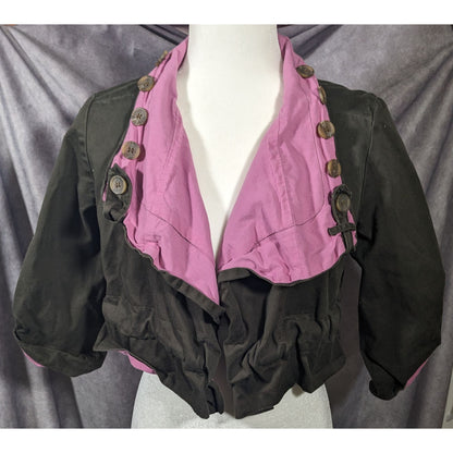 Vintage Kaleidoscope Cropped Pink And Grey Button Jacket Size Medium