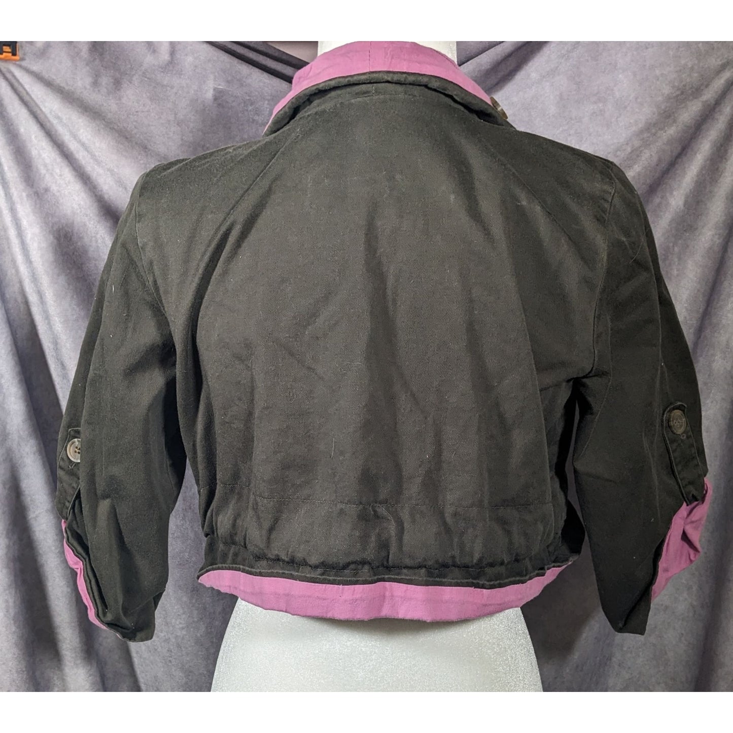 Vintage Kaleidoscope Cropped Pink And Grey Button Jacket Size Medium