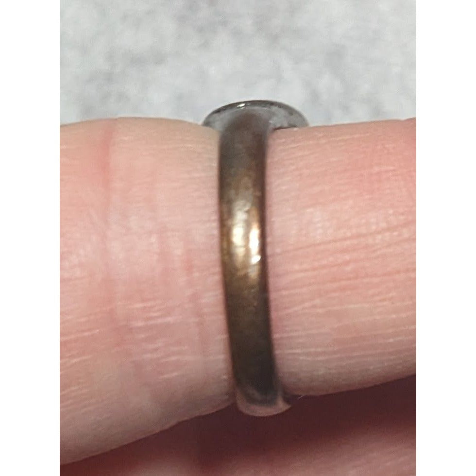 90s Style Triple Peace Sign Black And Silver Tone Enamel Filled Ring Size 7 1/2