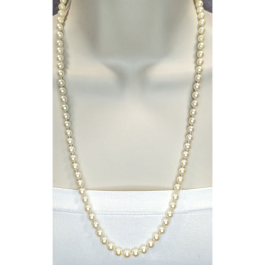 Cream Faux Pearl Necklace Vintage Classic Single Strand Imitation Pearl Jewelry