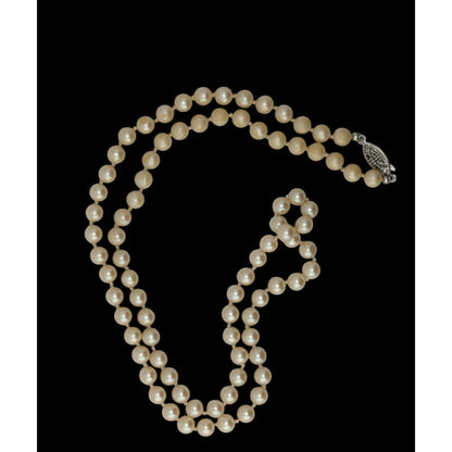 Cream Faux Pearl Necklace Vintage Classic Single Strand Imitation Pearl Jewelry