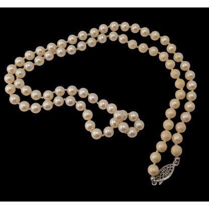 Cream Faux Pearl Necklace Vintage Classic Single Strand Imitation Pearl Jewelry