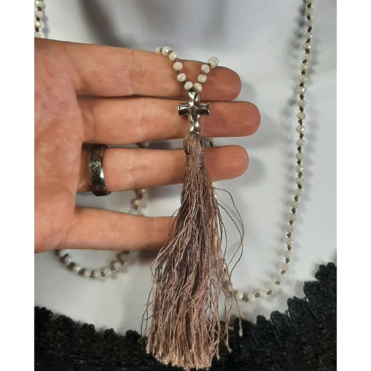 Alexa's Angels Bohemian Cross Necklace With Tassel Accent