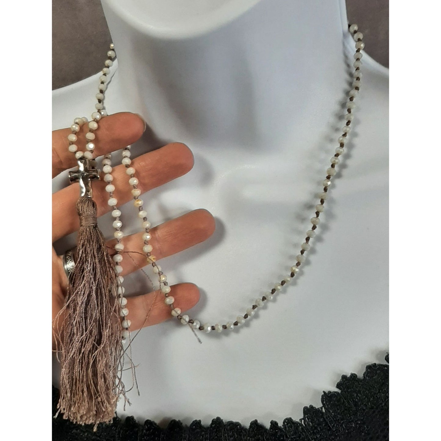 Alexa's Angels Bohemian Cross Necklace With Tassel Accent