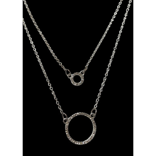 Liz Claiborne Silver Double Circle Necklace