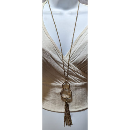 Trendy Gold Open Figured Eight Tassel Necklace