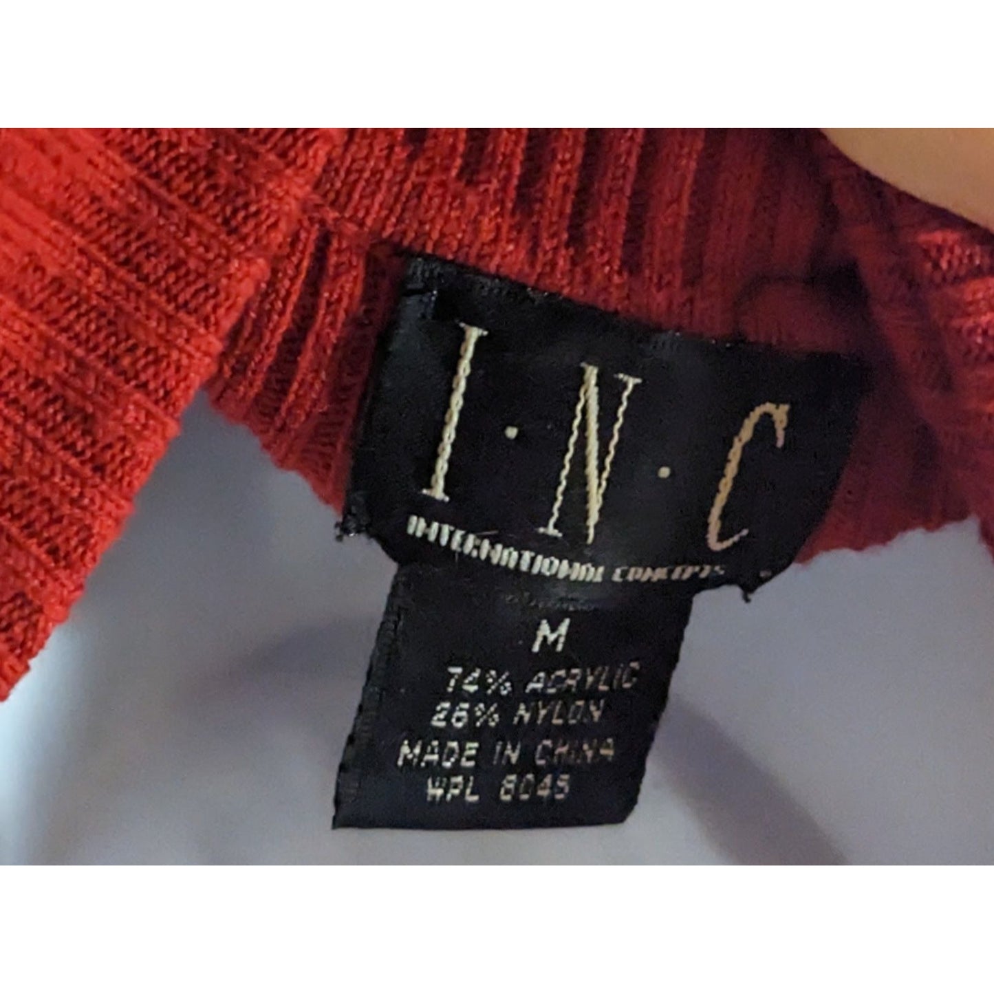 INC Red Ribbed Turtleneck