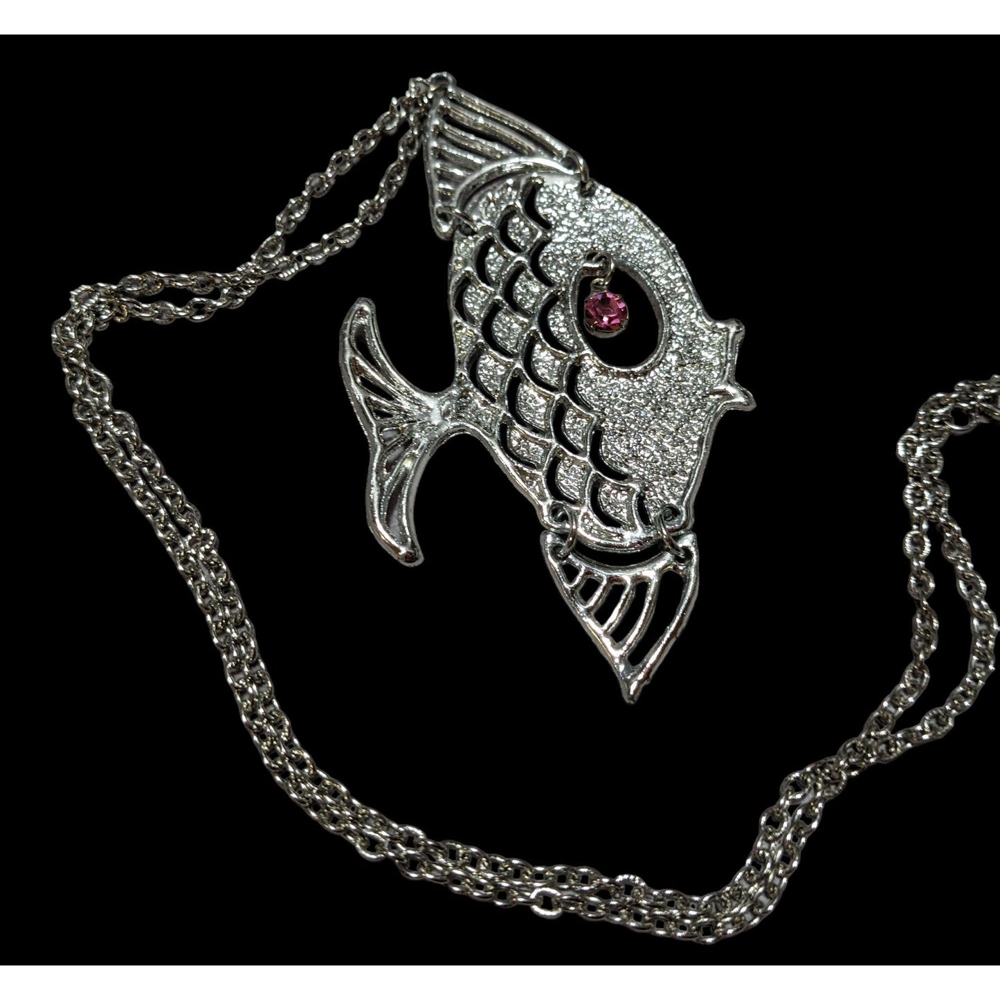 Vintage Silver Articulated Fish Necklace