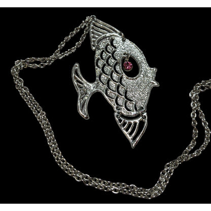 Vintage Silver Articulated Fish Necklace