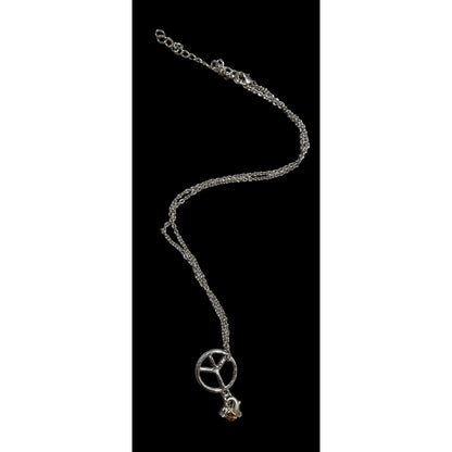 Silver Peace Sign  Chain Charm  Necklace