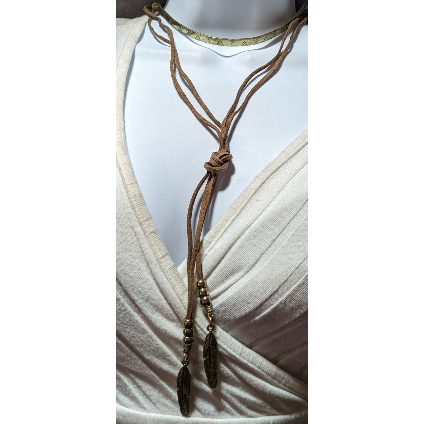 Hippie Bohemian Leather And Metal Multilayer Necklace