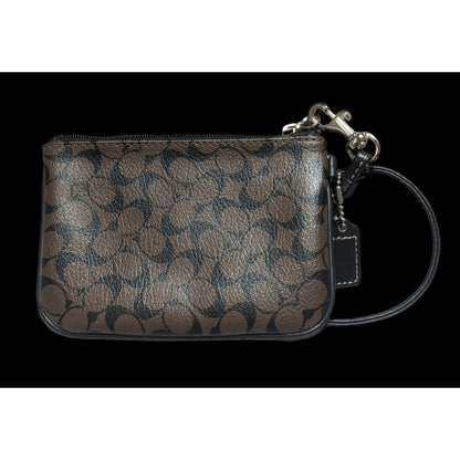 Coach Signature Brown And Black Monogram Wristlet