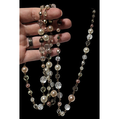 Glam Metallic Beaded Opera Length Necklace