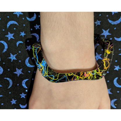 Black Retro Wiggle Bracelet With Rainbow Squiggles