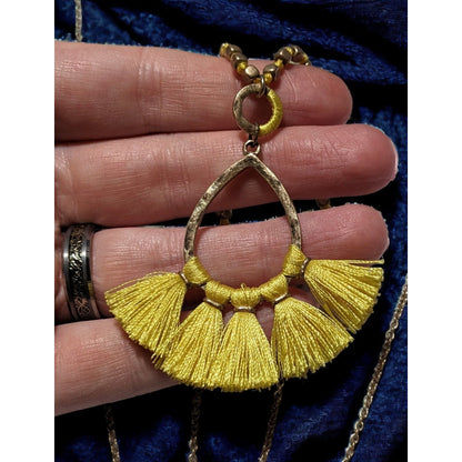 Yellow Tassel Pendant Necklace