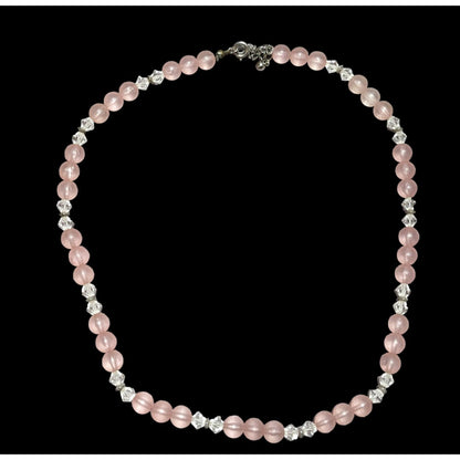 Coquette Pink And Clear Beaded Necklace