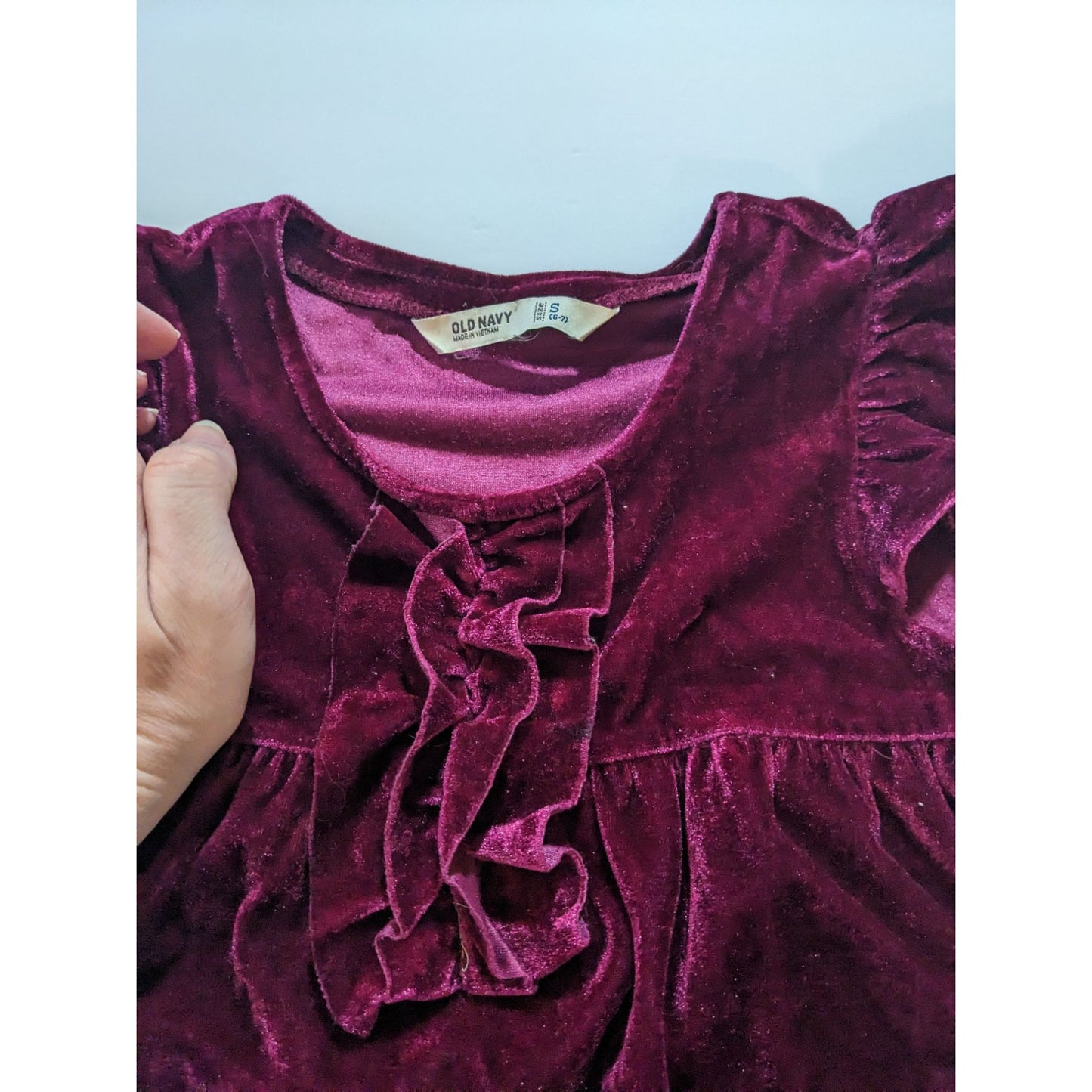 Old Navy Berry Velour Ruffle Dress