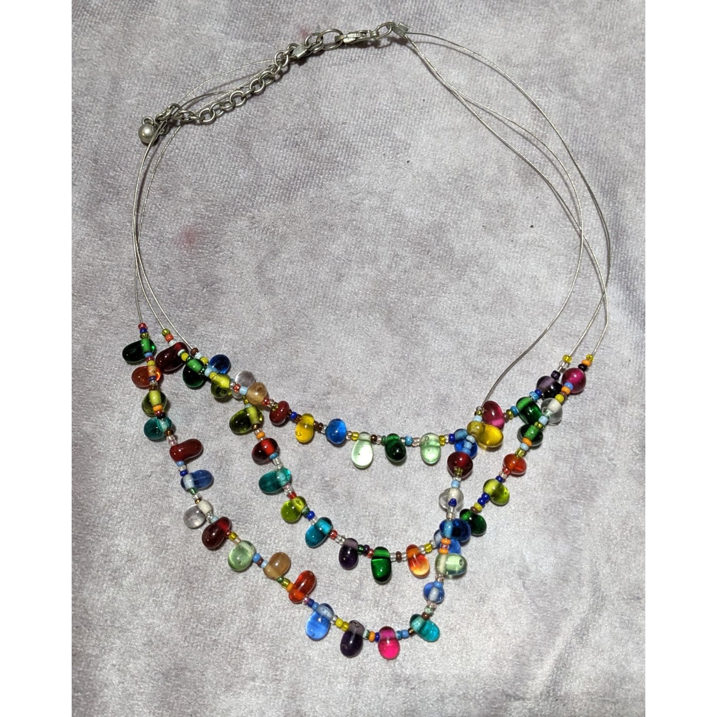 Candycore Multilayer Rainbow Glass Drop Necklace