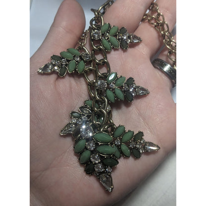 Green Gemmed Leaf Necklace