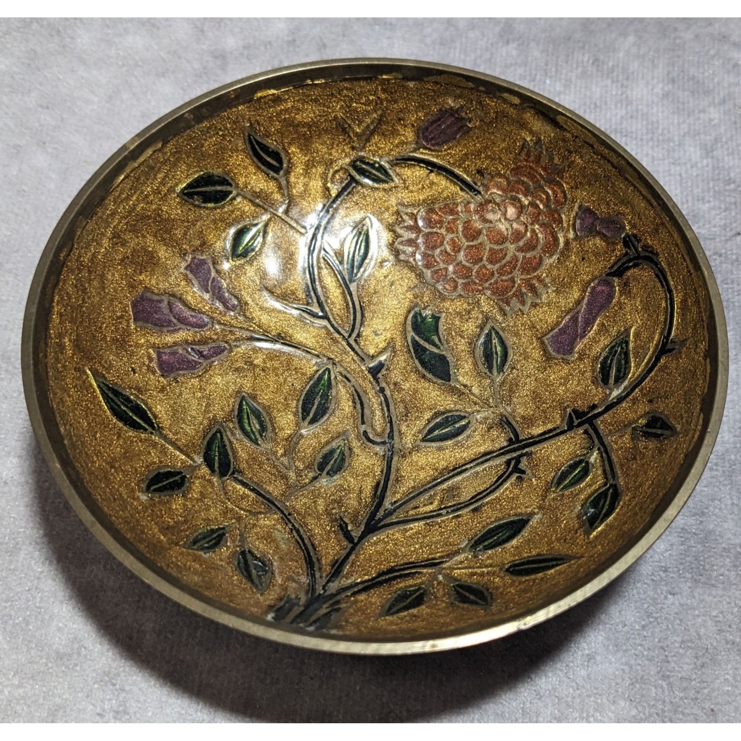 Vintage Brass Floral Bowl