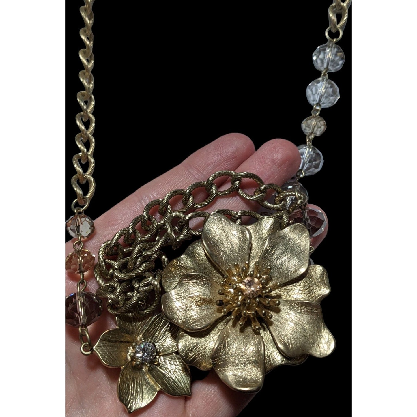 Vintage Glam Gold Floral Statement Necklace