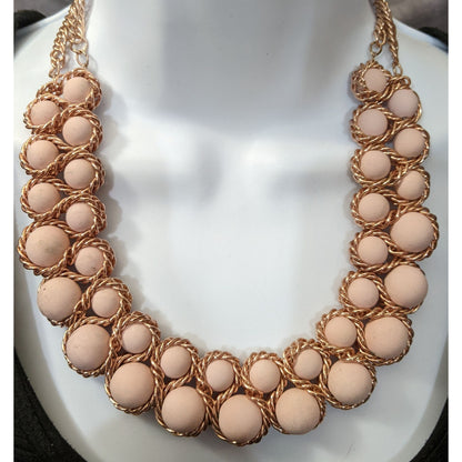 Pink And Rose Gold Bib Statement Necklace