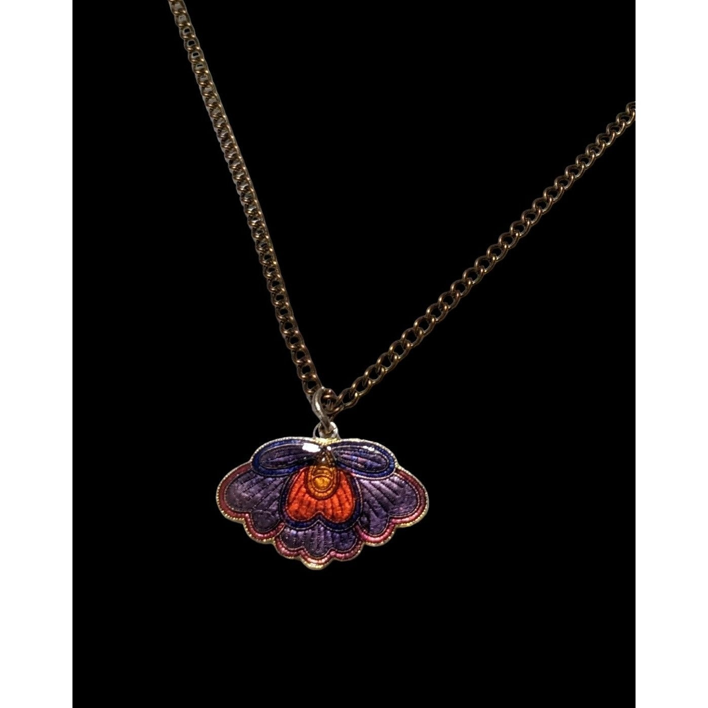 Purple Cloissone Moth Necklace