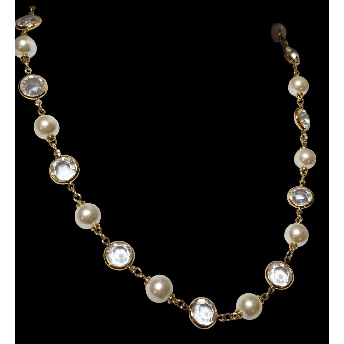 Vintage Napier Faux Pearl Gemmed Gold Necklace