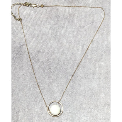 White Glass Swirl Marble Spinner Necklace