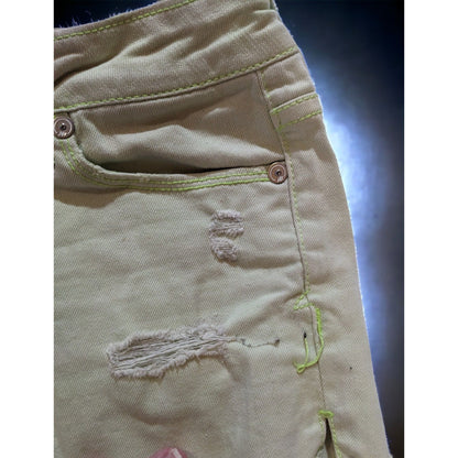Aeropostale Green Distressed Denim Shorts