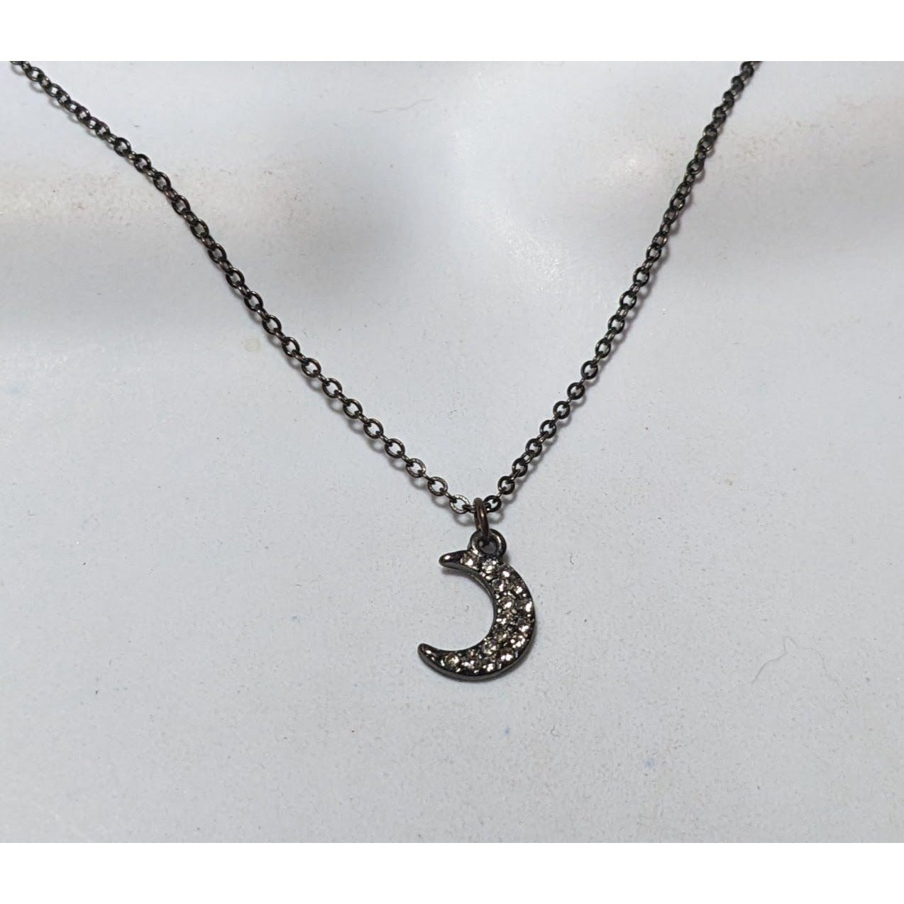 Minimalist Rhinestone Crescent Moon Necklace