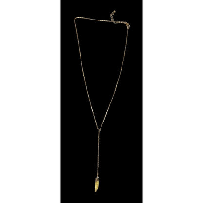 Yellow Crystal Pendant Gold Lariat Necklace