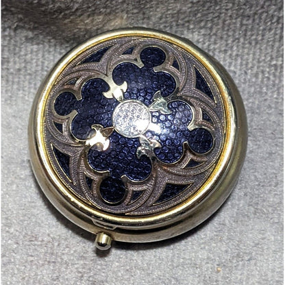 Vintage Purple Enamel Floral Pillbox