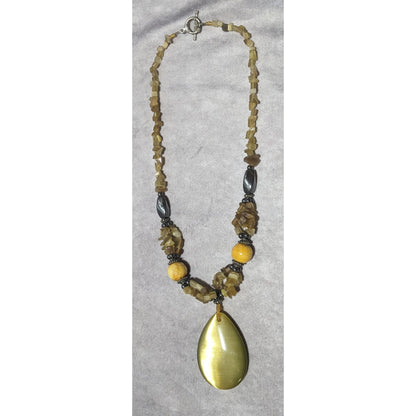 Yellow Gemstone Cateye Necklace