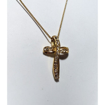 Avon Vintage Golden Gemmed Cross Necklace