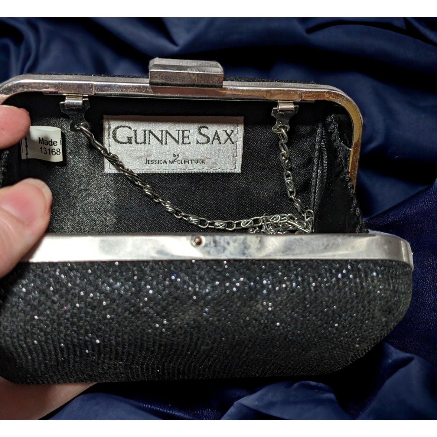 Gunne Sax By Jessica McClintock Black Clamshell Evening Bag